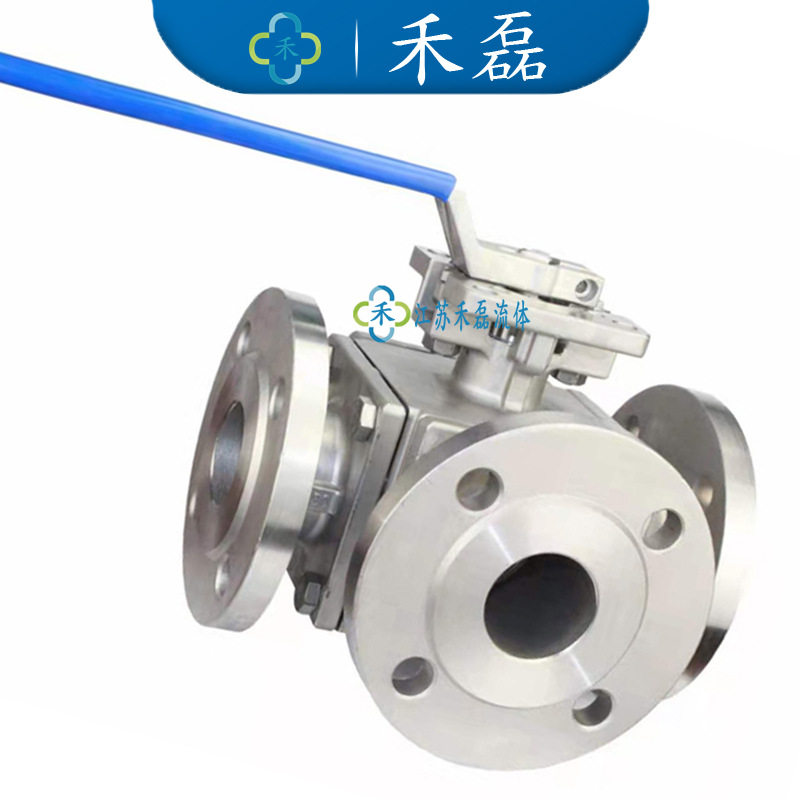 L型T手动三通法兰球阀Q44F/PPL316L球芯RF65DN25PN40WCB200度氢气