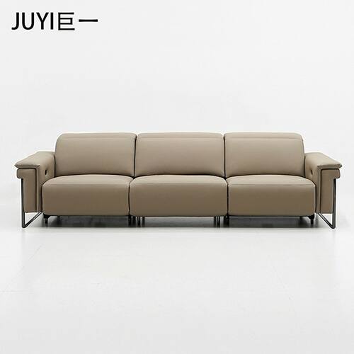 JUYI巨一意式极简电动功能真皮沙发客厅零靠墙摆放直排四人位沙发