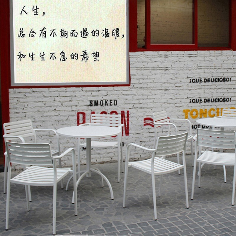 厂家直销户外电泳铁艺休闲桌椅阳台庭院咖啡厅餐厅简约金属餐桌椅