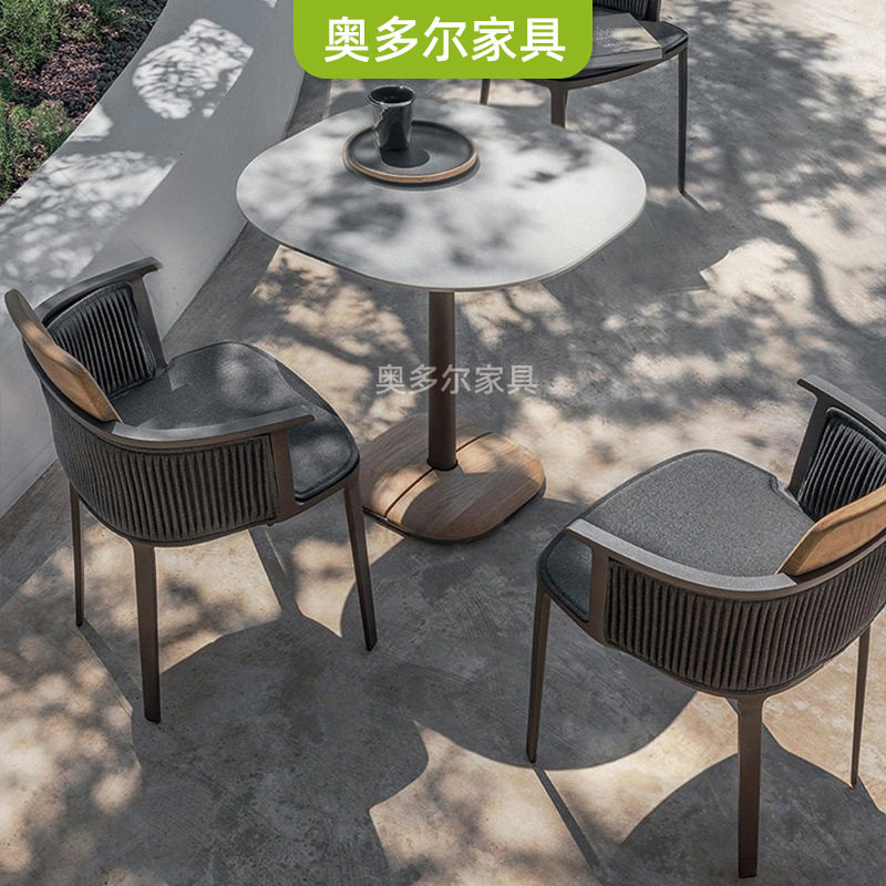 户外桌椅组合洽谈售楼部外摆三件套阳台吧椅傢俱防水防晒北欧藤椅