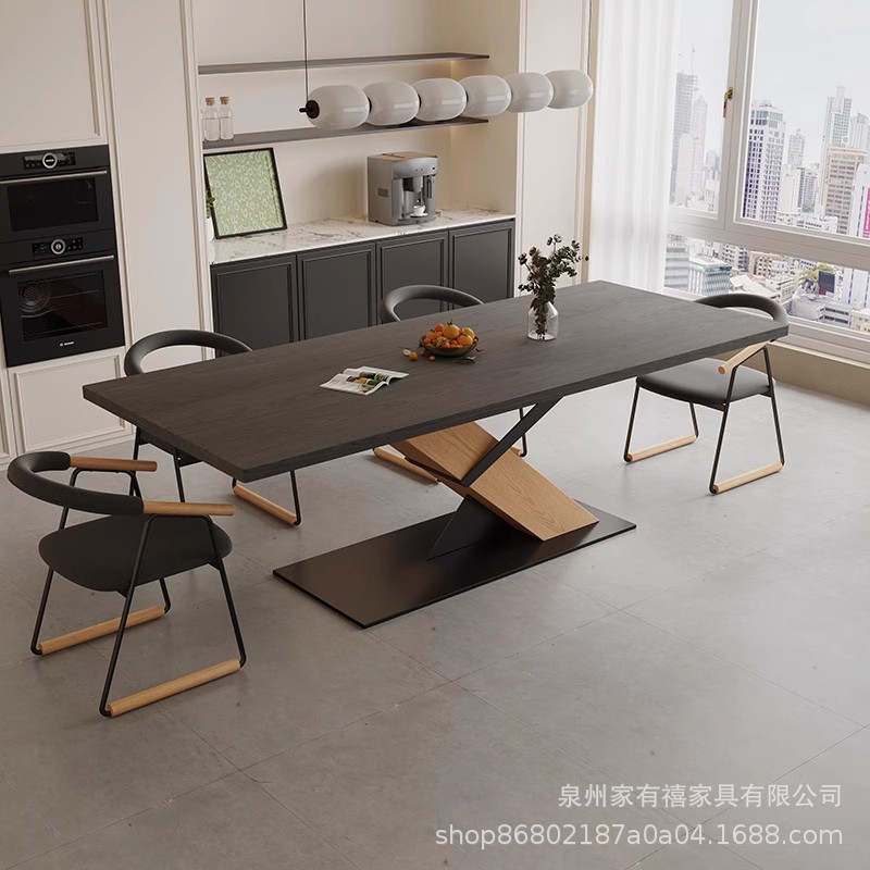 中古风实木餐桌客厅长方形白蜡木办公桌长桌简约设计师工作台书桌