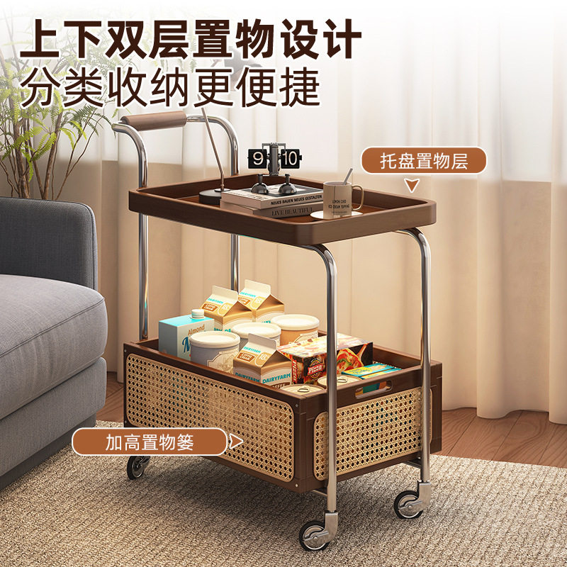 可移动边几小推车客厅沙发茶几实木厨房收纳置物架餐车多功能