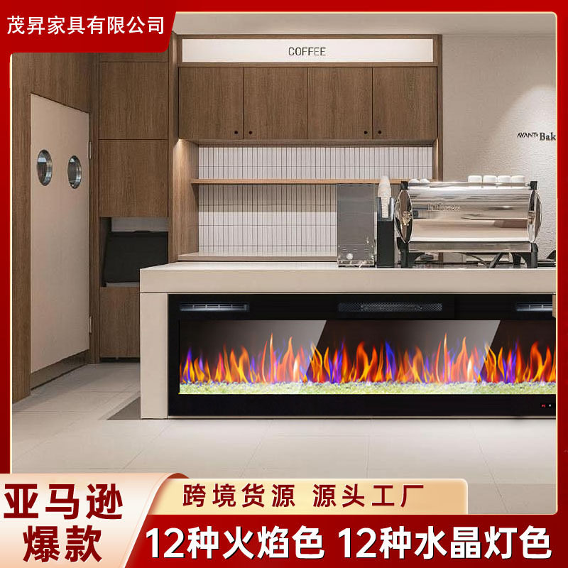 外贸亚马逊欧美爆款美式电壁炉嵌入式电子火焰仿真家用取暖器壁炉