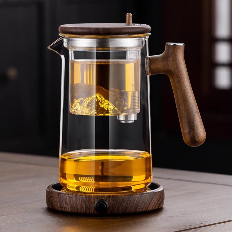 胡桃木飘逸杯茶水分离泡茶杯加厚玻璃冲茶器家用一键过滤内胆耐热