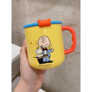 可爱儿童水杯家用不锈钢防摔带把手喝饮水杯子宝宝牛奶杯陶瓷内胆