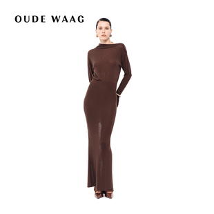 知性优雅垂坠斜领羊毛针织连衣裙 25秋冬新款 OUDE WAAG