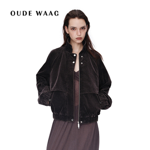 独特摩登质感洗水丝绒廓形夹克 26早春新款 OUDE WAAG