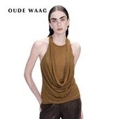 26早春新款 OUDE WAAG 亲肤优雅荡领假两件垂坠螺纹背心