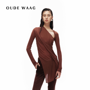 上衣 螺纹立体剪裁垂坠不对称女装 OUDE WAAG