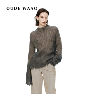 慵懒宽松简约双色坑条马海毛针织上衣 25秋冬新款 OUDE WAAG