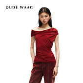 OUDE 上衣 不对称全棉旋转拼接真丝网纱女装 WAAG 25春夏