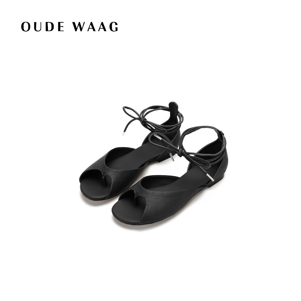 OUDE WAAG 25春夏 高级质感圆头羊皮蝙蝠女士平底凉鞋,女鞋,时装凉鞋,淘宝优惠券,粉丝福利购,淘宝优惠卷