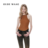 25早秋新款 OUDE WAAG 亲肤别致羊毛弹力螺纹抽象格纹印花背心