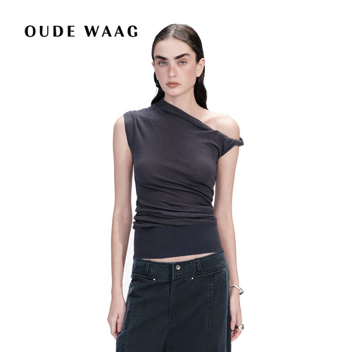 OUDEWAAG不对称褶皱针织上衣