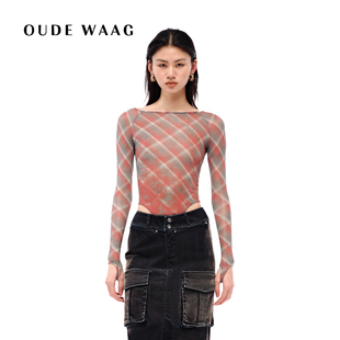 优雅性感弹力亲肤印花一字领分割连体衣 25早秋新款 OUDE WAAG