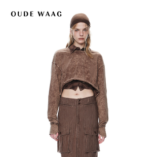 洗水长袖 OUDE 休闲做旧感短款 25早秋新款 上衣 WAAG