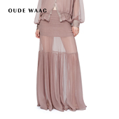 26早春新款 OUDE WAAG 优雅飘逸度假风真丝抽褶摆裙