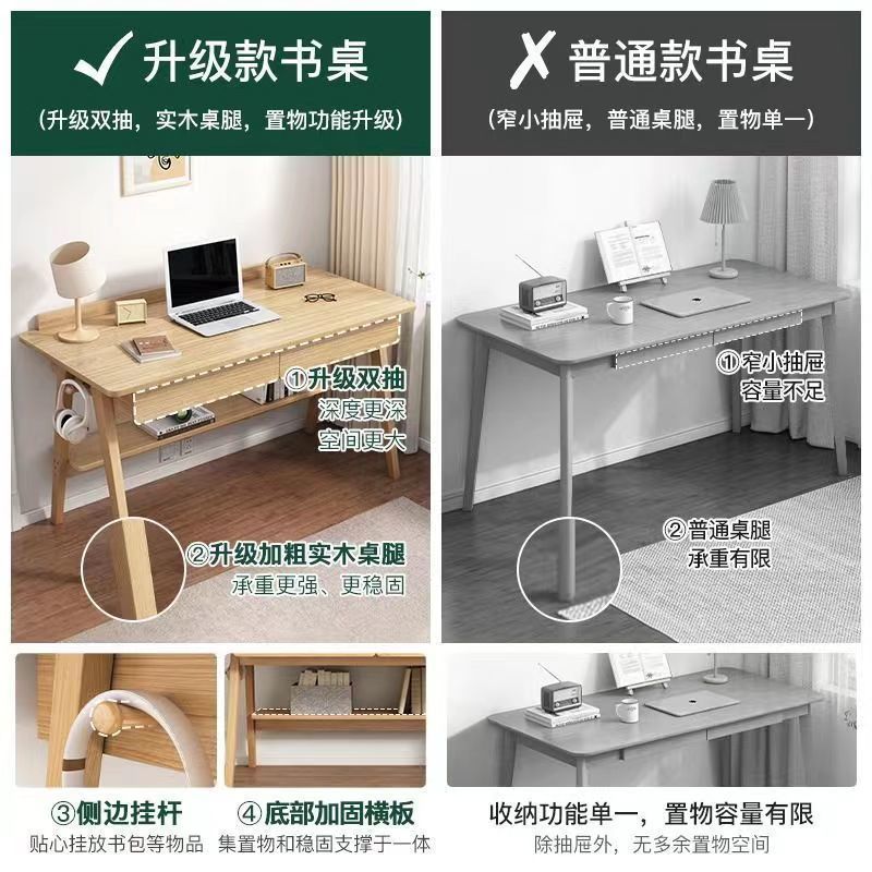 화이트 원목 서랍 구름 컴퓨터 1000mm 핀란드 블랙 서재책상 이미지 4