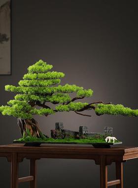 仿真迎客松植物盆景办公室摆件造景客厅玄关装饰品仿真树室内景观