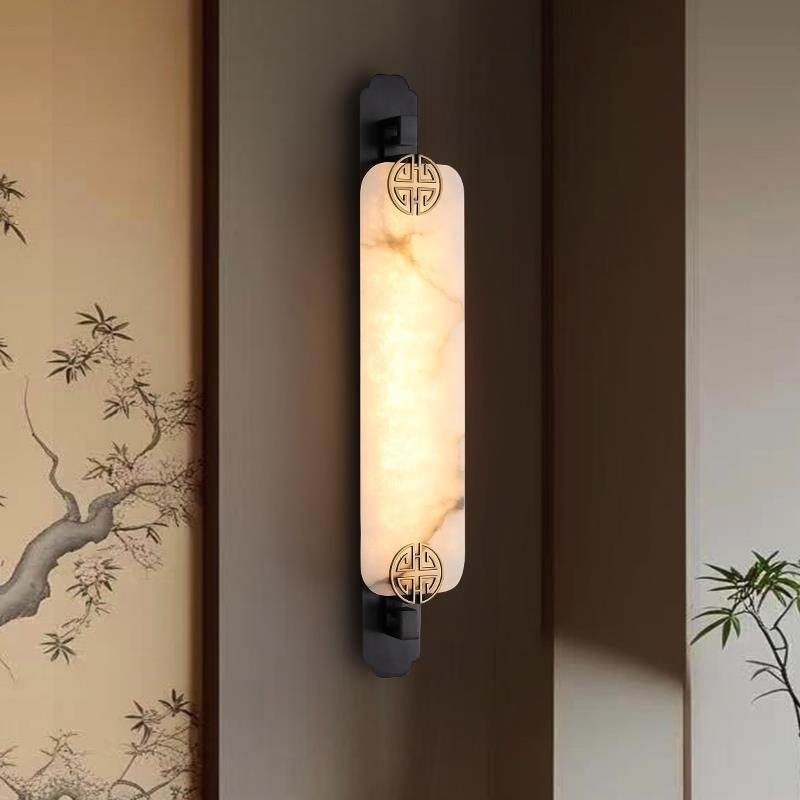 宋式美学全铜云石壁灯新中式餐厅客厅背景墙创意艺术卧室床头壁灯