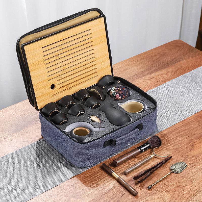 旅行小茶具套组功夫茶杯家用现代简约办公室泡茶壶可携式户外茶盘,餐饮具,功夫茶具,淘宝优惠券,粉丝福利购,淘宝优惠卷