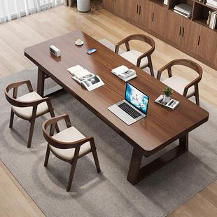 实木书桌去客厅化双层长条桌新中式阅读学习桌子办公工作台会议桌