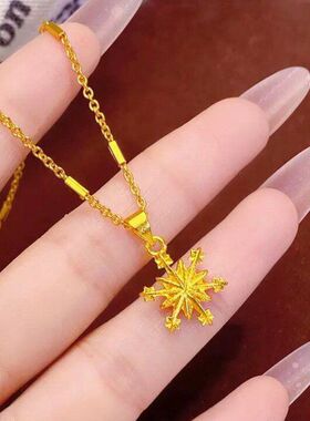 闪亮方块链雪花吊坠项链女简约