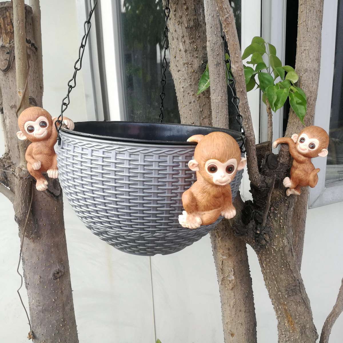 花园摆件兔子猴子小青蛙爆款猪装饰品吊件树脂工艺品挂件创意花盆