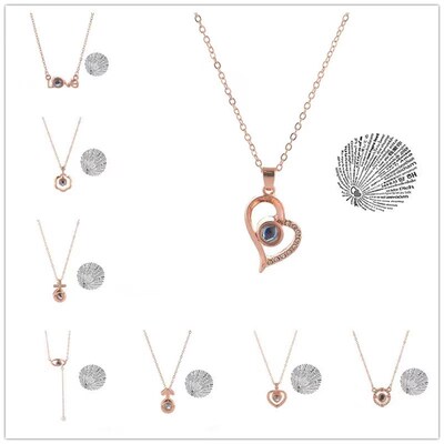 极速Projection Necklace  Languages I Love You Pendant Jewelr