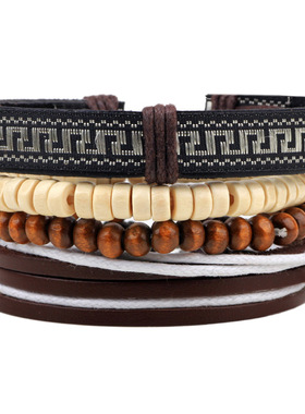 极速浙江义乌小商品城 真皮手錬木珠编织手錬小饰品创意地摊热卖