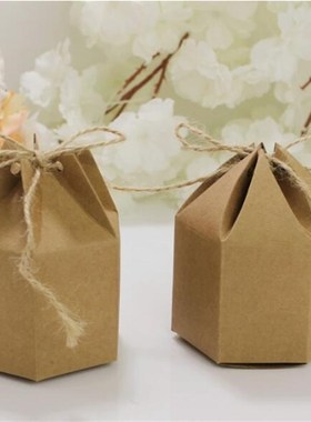 极速50 pcs/set Kraft Paper package cardboard box lantern hex