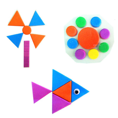 极速150/300Pcs Foam Stickers Geometry Puzzle Self-Adhesive E