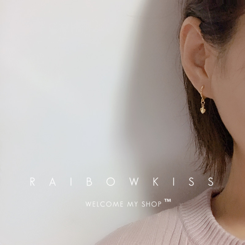 镀14K金爱心耳环时尚耳坠学生耳扣简约日韩耳圈气质耳饰品送礼物