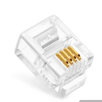 极速100Pcs Clear RJ11 6P4C Modular Jack Network Male Plugs 4