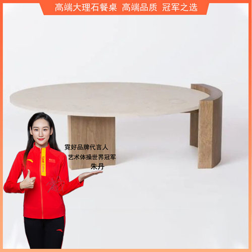 北欧轻奢实木大理石设计师茶几