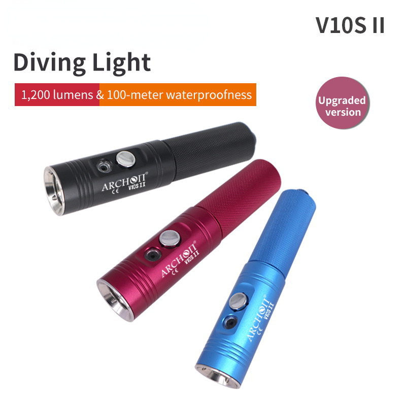 LED潜水手电筒升级版V10SII强光1200流明露营防水100米潜水灯L2