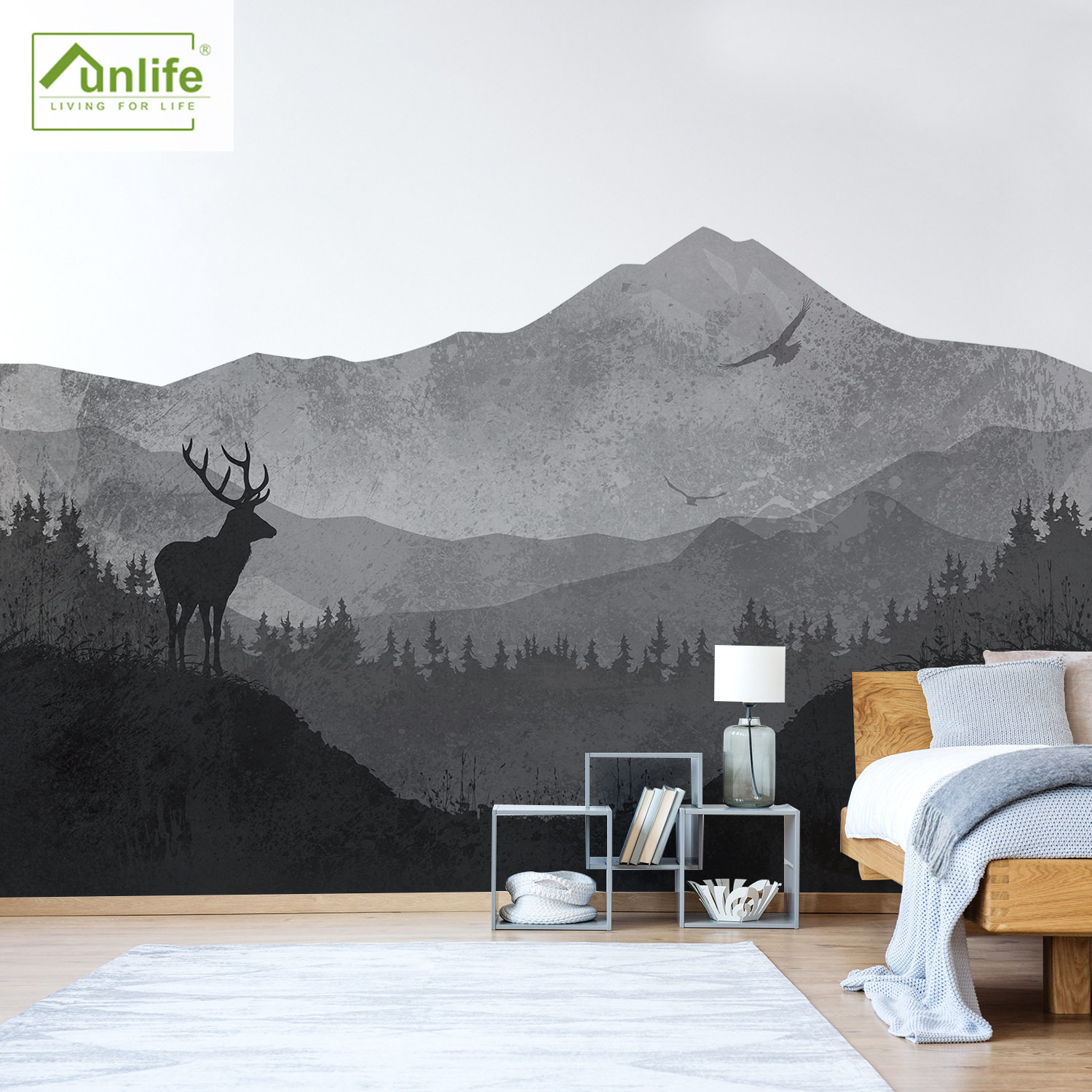 Funlife大型WallMural背景装饰墙纸画布 儿童卧室墙贴纸 WMFKD007
