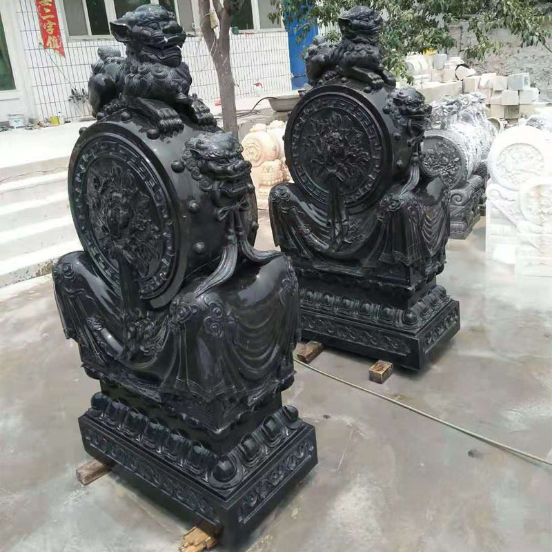 汉白玉抱鼓石青石抱鼓石新中式石雕门墩抱鼓石别墅庭院抱鼓石