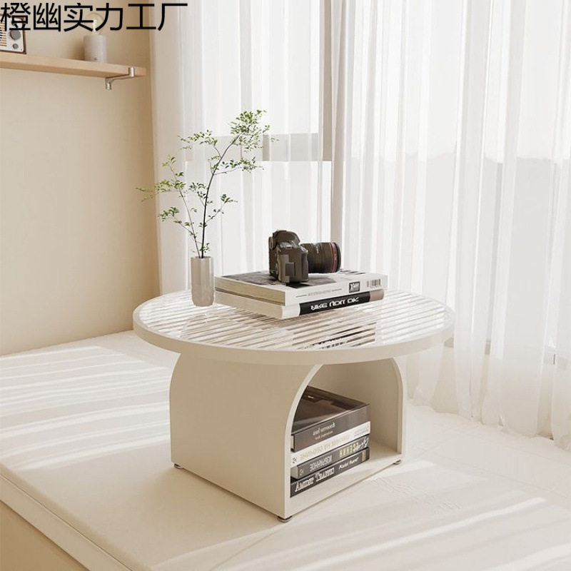 2026新款简易的小茶几高级感卧室矮桌榻榻米圆形小茶桌家用客厅用