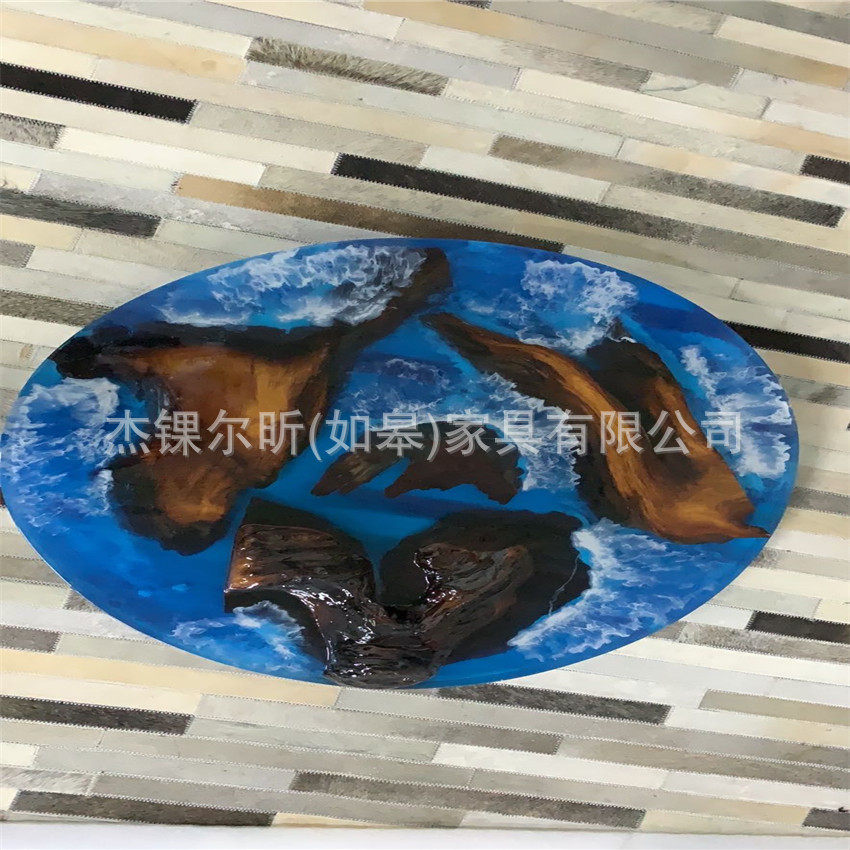 制北欧茶几圆形时尚树脂实木小圆桌简约茶桌厂家直销现货