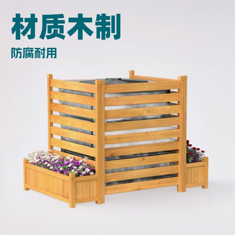 跨境户外实木花床落地花架子花园用品庭院花盆架子围栏花床三片围