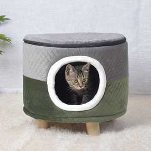 可拆洗窝猫床批发 凳子猫窝四季 通用 宠物猫咪封闭式 狗狗窝房子型