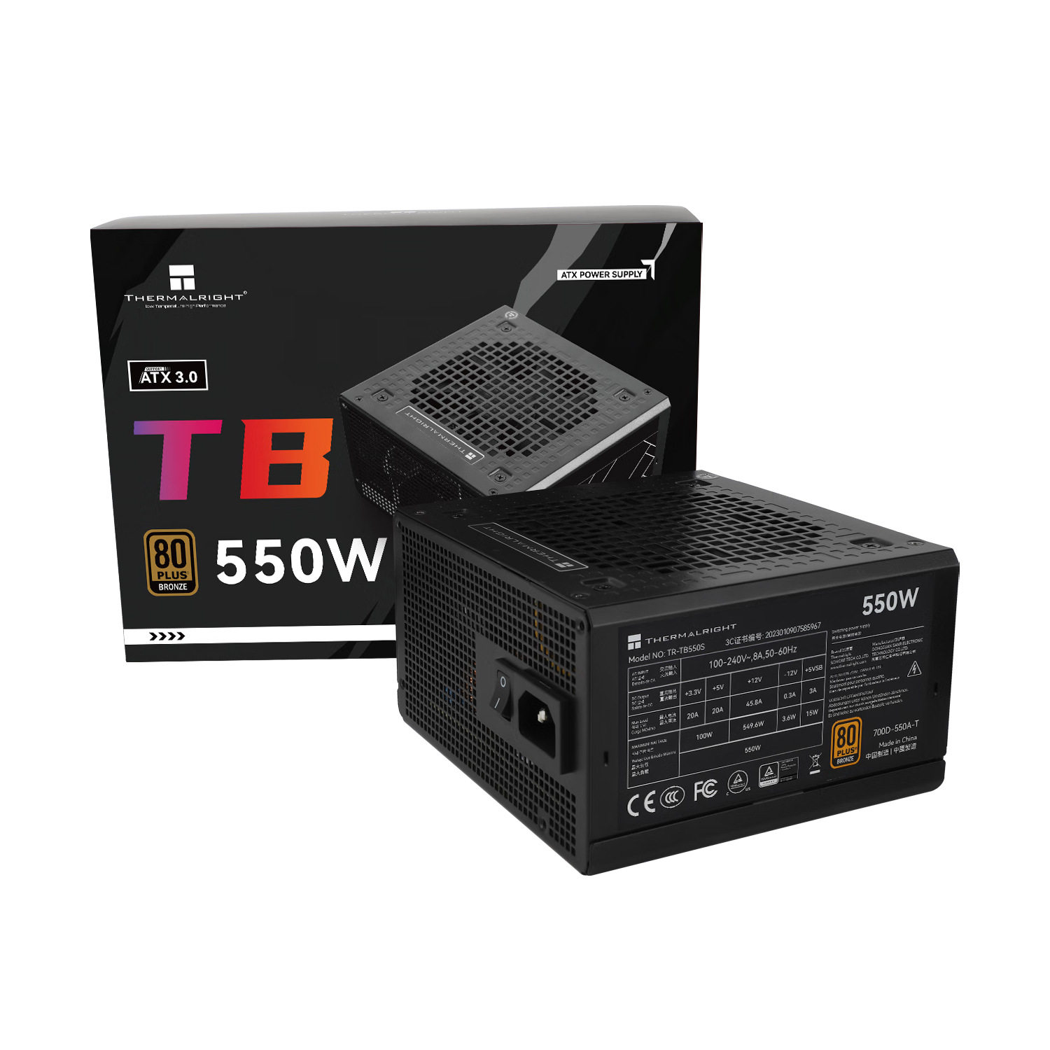 利民 TR-TB550S 铜牌电源直出线日系大电容台式机电源额定550W