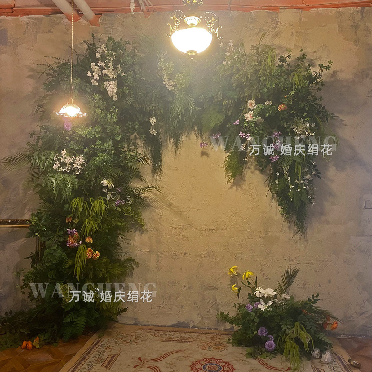 成品森系壁挂仿真绿植花艺摄影背景拱门套装道具假花墙壁装饰布置