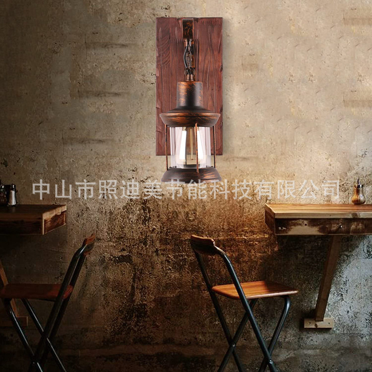 跨境供货复古LED木头壁灯餐厅咖啡厅酒吧过道走廊灯做旧复古壁灯