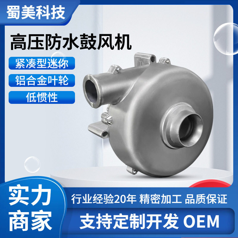 厂家直销机械用铝制防水高压迷你DC鼓风机风扇18.6kpa24v直流