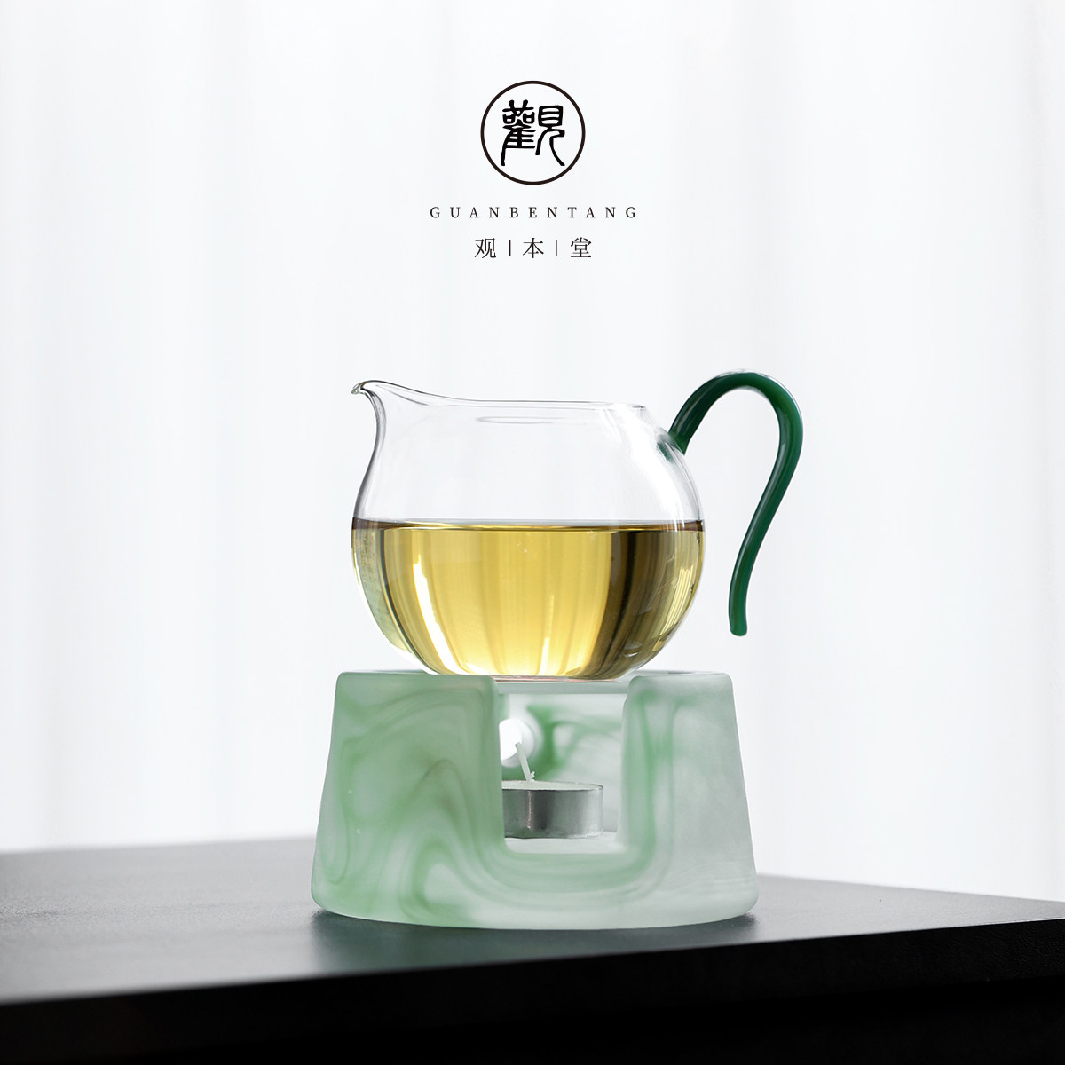 ?栖凤居水晶玻璃耐高温蜡烛温茶炉公道杯套组中式匀杯分茶器