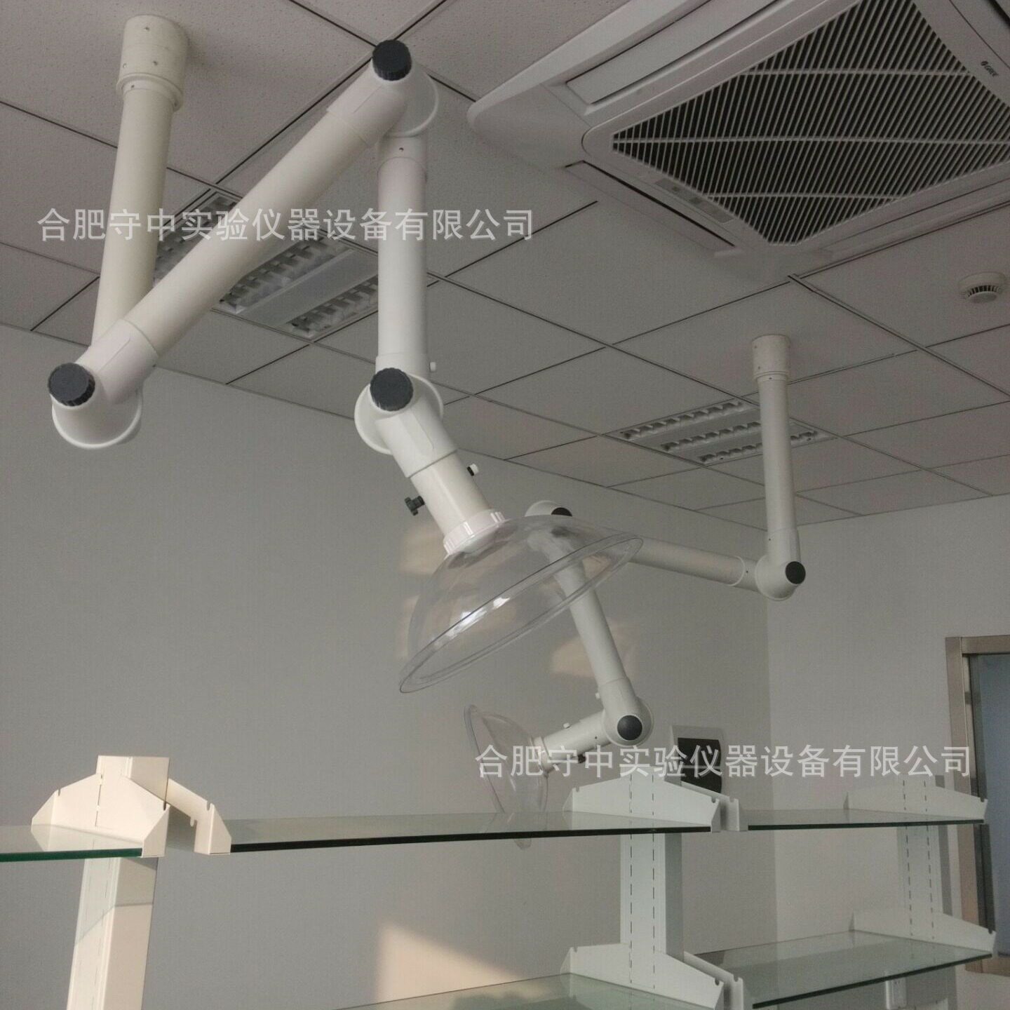 实验室排风罩PP万向吸风罩三节排烟排气罩吊装式厂家直供可安装