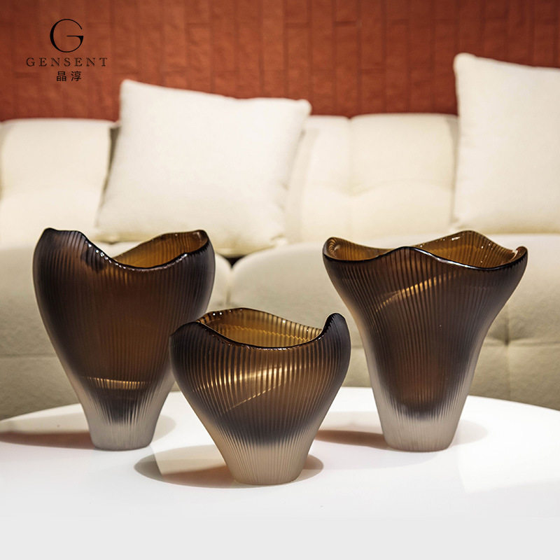 晶淳 大口径意式轻奢线条玻璃花瓶 客厅餐桌水培干鲜花软装摆件,电子元器件市场,电线扎带/束线带,淘宝优惠券,粉丝福利购,淘宝优惠卷