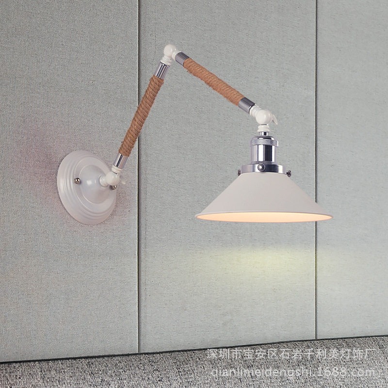 美式仿古创意麻绳铁艺壁灯个性餐厅过道客厅书房床头网咖单头壁灯